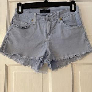 Mono B Periwinkle Frayed Hem Jean Shorts